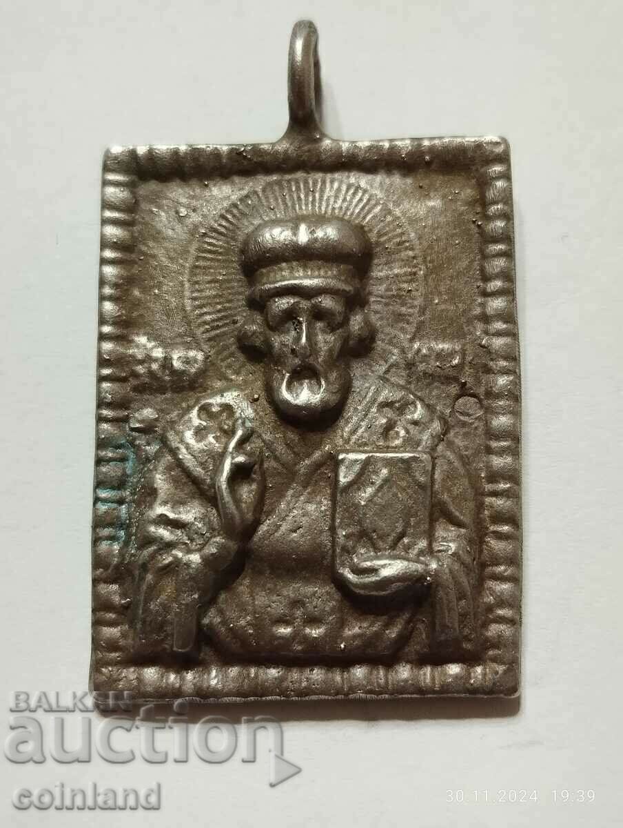 SILVER ICON OF SAINT NICHOLAS THE MIRACLEWORKER - REPLICA REPRODUCTION