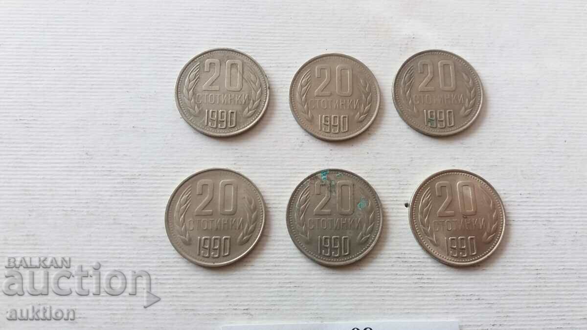 20 CENTS 1990 YEAR 6 NUMBERS with price 4.99 BGN | € 2.55 20 CENTS 1990 YEAR 6 NUMBERS with price 4.99 BGN | € 2.55