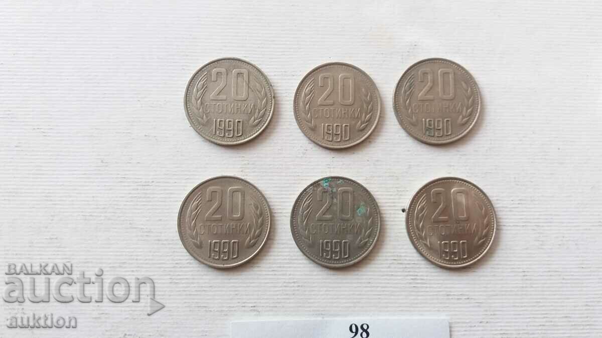 Auction 20 CENTS 1990 YEAR 6 NUMBERS Auction 20 CENTS 1990 YEAR 6 NUMBERS