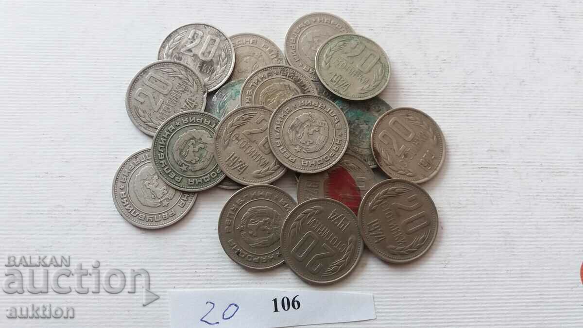Licitație 20 CENTI 1974 AN 20 NUMERE Licitație 20 CENTI 1974 AN 20 NUMERE