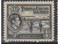 GB/Turks&Calcos Isl.-1938-KGVI-Regular-Morse Salt Mining,MLH