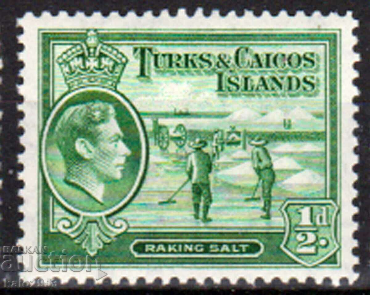 GB/Turks&Calcos Isl.-1938-KGVI-Редовна-добив на морс сол,MLH