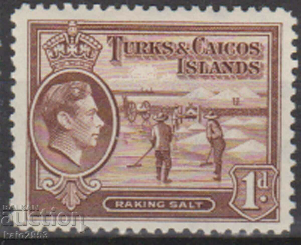 GB/Turks&Calcos Isl.-1938-KGVI-Regular-Morse Salt Mining,MLH