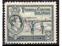 GB/Turks&Calcos Isl.-1938-KGVI-Редовна-добив на морс сол,MLH