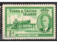 GB/Turks&Calcos Isl.-1950-KGVI-Редовна-Товарителница сол,MLH