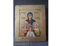 hand painted icon Saint Sophia and her daughters