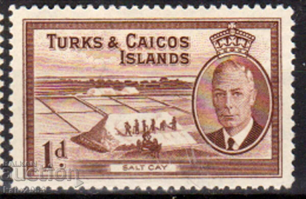 GB/Turks&Calcos Isl.-1950-KGVI-Sare cu uscare regulată, MLH