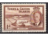 GB/Turks&Calcos Isl.-1950-KGVI-Sare cu uscare regulată, MLH