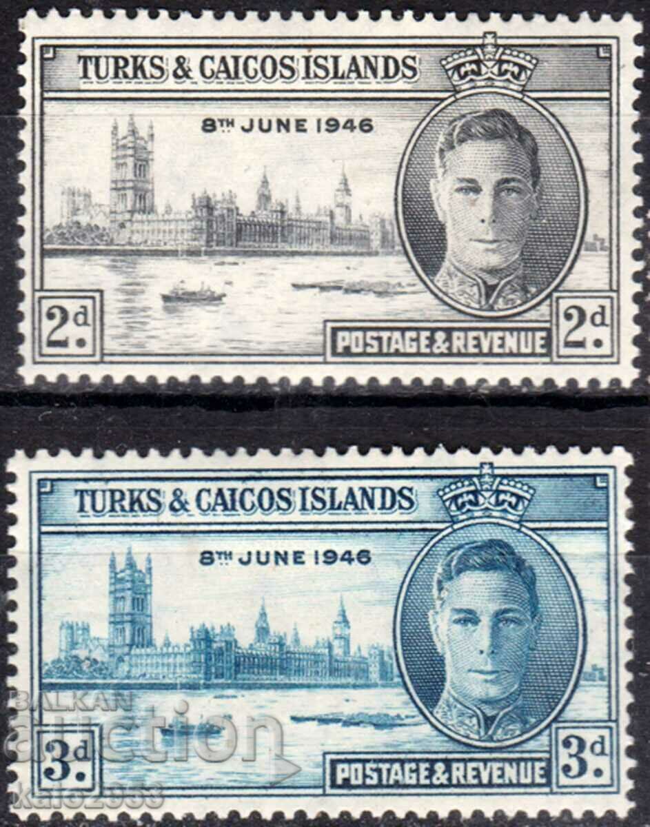 GB/Turks&Calcos Isl.-1946-Win 2nd World.in-o-series,MLH