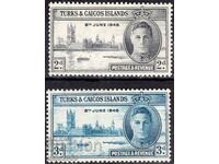 GB/Turks&Calcos Isl.-1946-Победа в 2-ра свет.в-на-серия,MLH