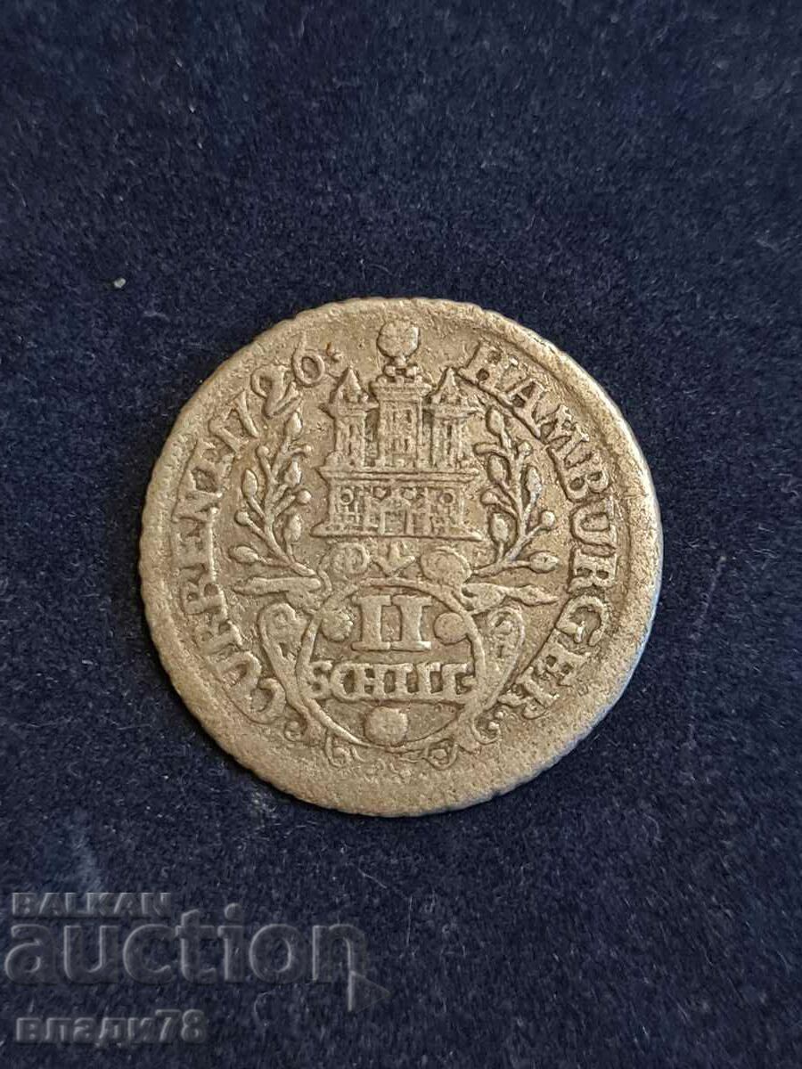 1726 2 Shilling Silver Coin