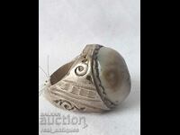 Silver ring with agate