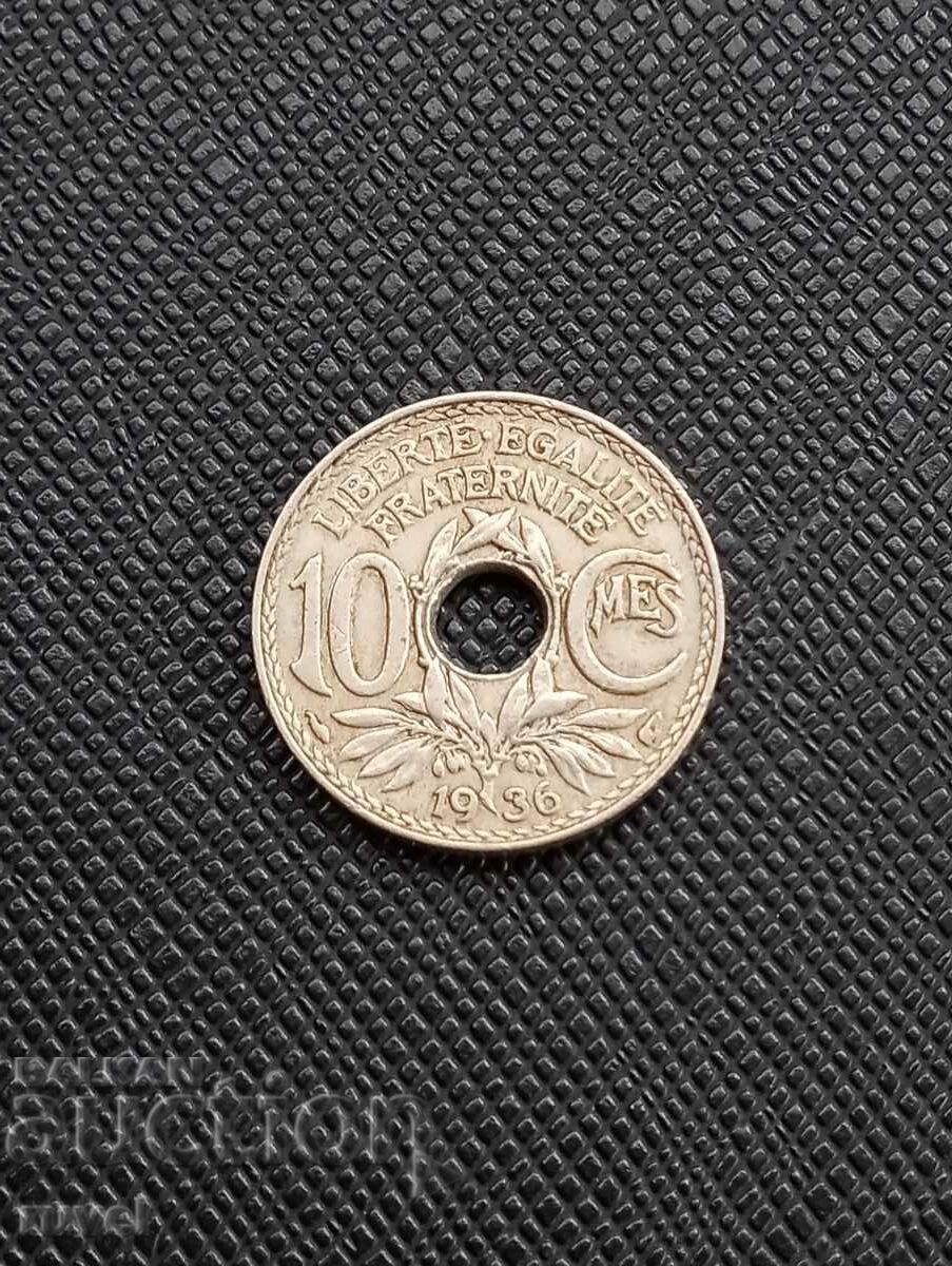 Franța, 10 centimes 1936