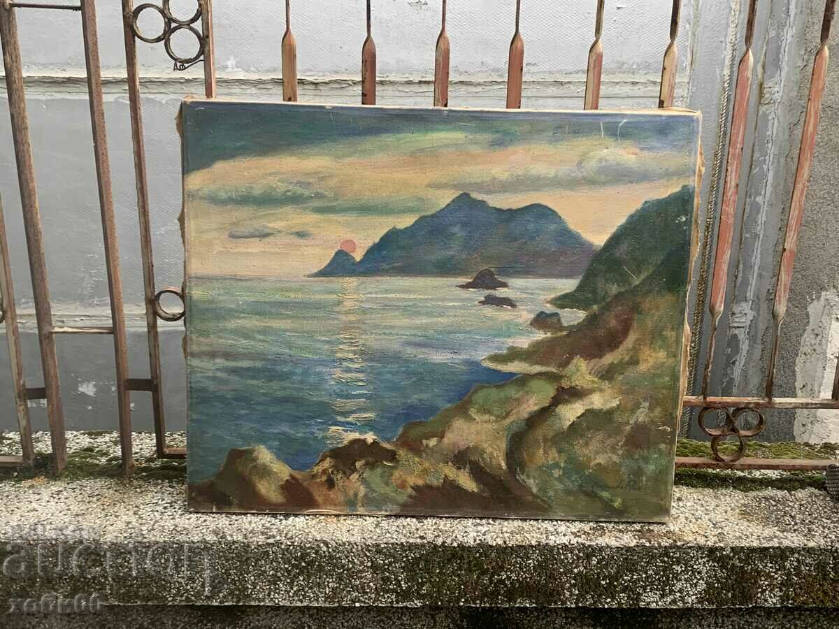 old picture seascape