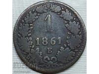 Ungaria 1 Kreuzer 1861 E -Carlsburg Transilvania RARE