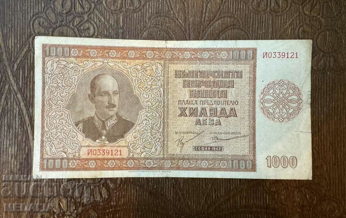 1000 BGN 1942 - bancnota regala - Tarul Boris III - BZC!