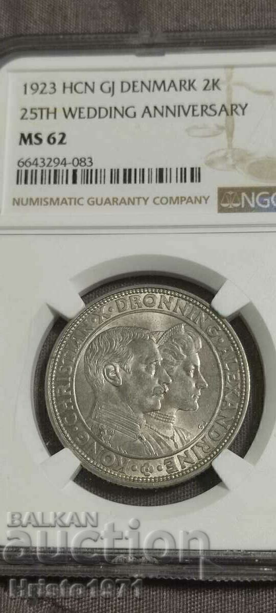 2 kroner 1923 MS 62 Denmark 2 kroner 1923 MS 62 Denmark