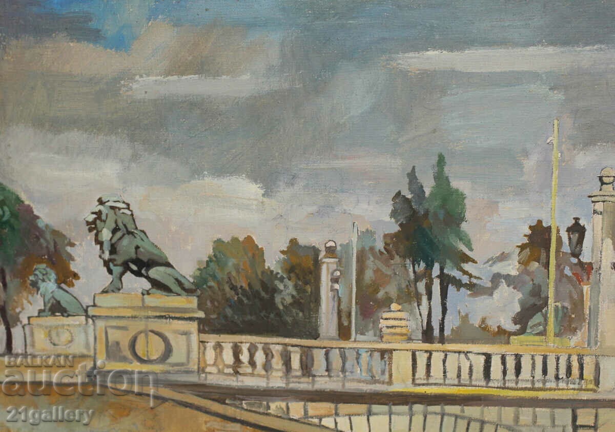 Auction Petar Nenov, landscape Lion's Bridge, oil paints, signed Auction Petar Nenov, landscape Lion's Bridge, oil paints, signed