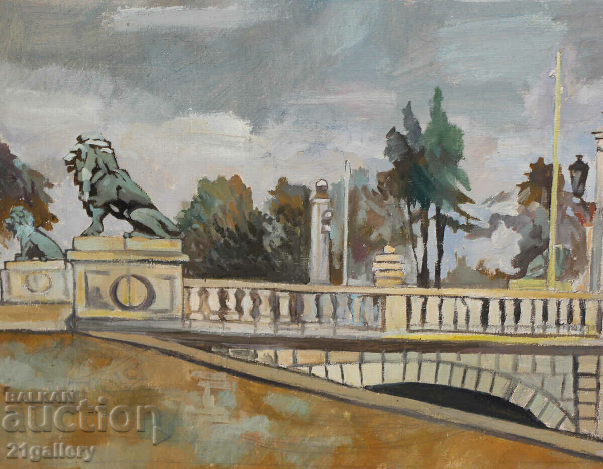 Delivery of Petar Nenov, landscape Lion's Bridge, oil paints, signed Delivery of Petar Nenov, landscape Lion's Bridge, oil paints, signed
