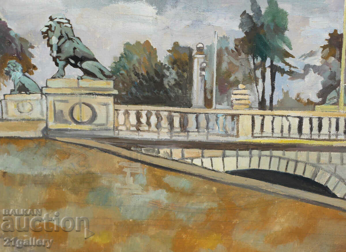 Petar Nenov, landscape Lion's Bridge, oil paints, signed - 5 Petar Nenov, landscape Lion's Bridge, oil paints, signed - 5