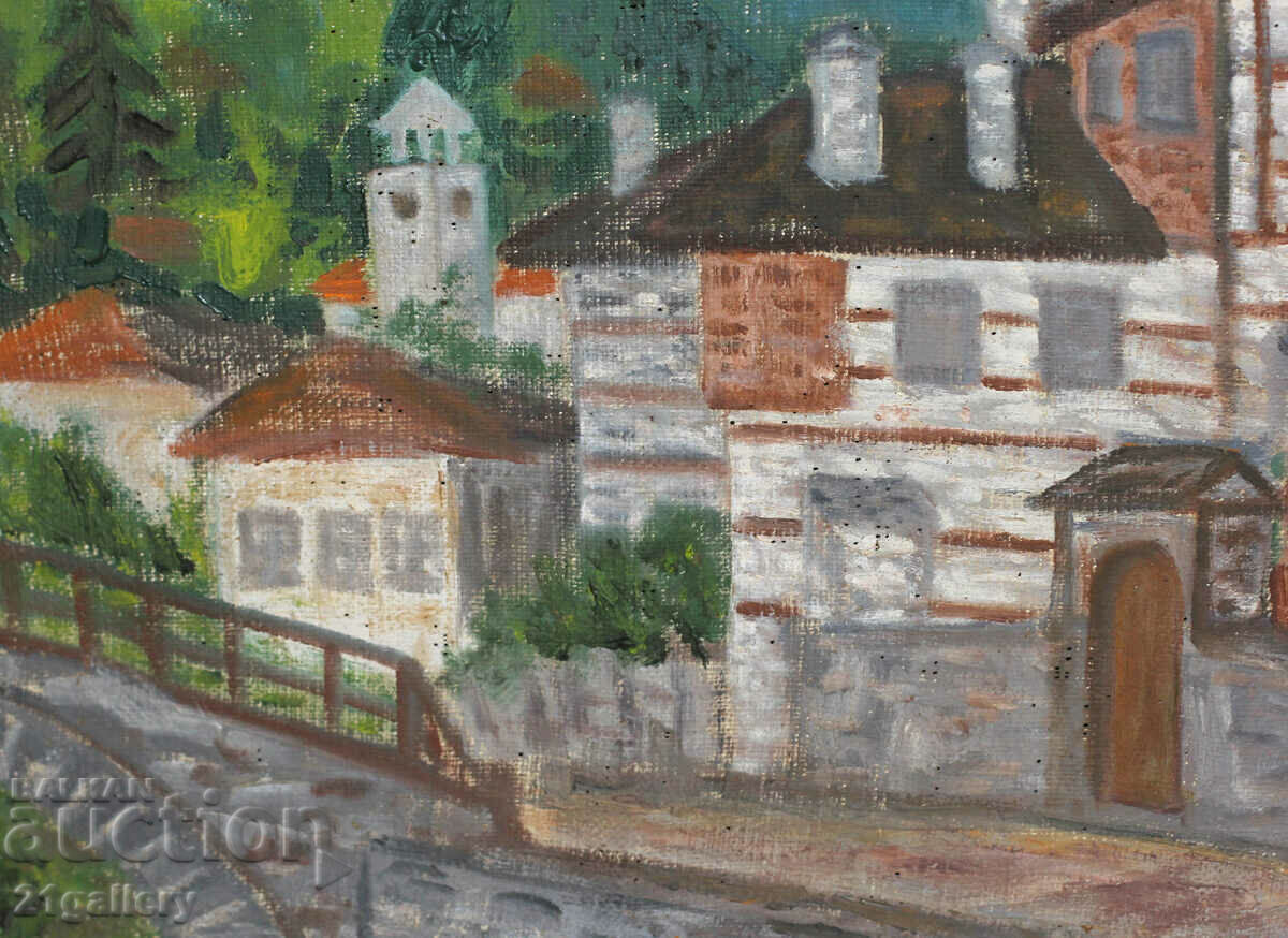 Παράδοση Milcho Pavlov, αστικό τοπίο, λαδομπογιές, υπογραφή 1975. Παράδοση Milcho Pavlov, αστικό τοπίο, λαδομπογιές, υπογραφή 1975.