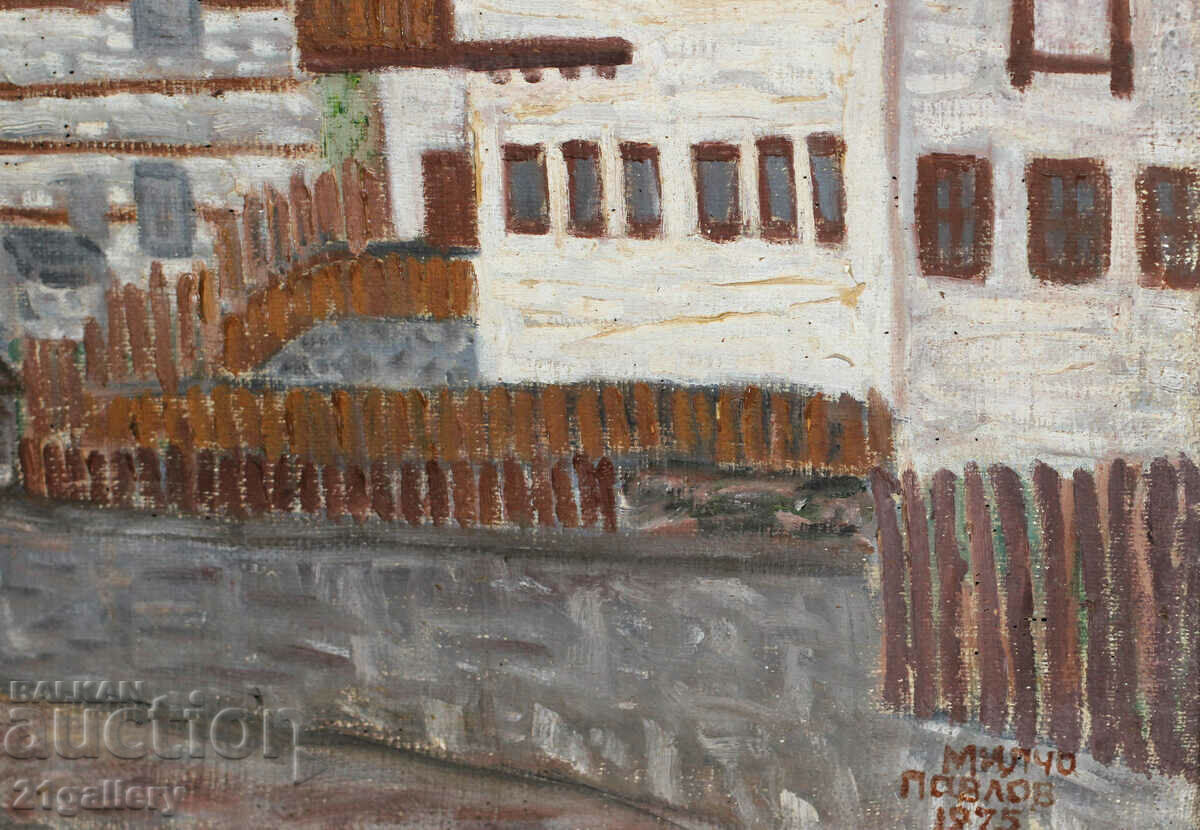 Milcho Pavlov, αστικό τοπίο, λαδομπογιές, υπογραφή 1975. - 6 Milcho Pavlov, αστικό τοπίο, λαδομπογιές, υπογραφή 1975. - 6