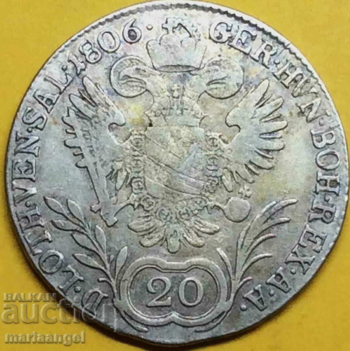 20 Kreuzer 1806 Austria B - Kremnitz Franz argint