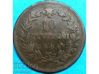 10 Centesimi 1866 Italy T - Turin Bronze - RARE