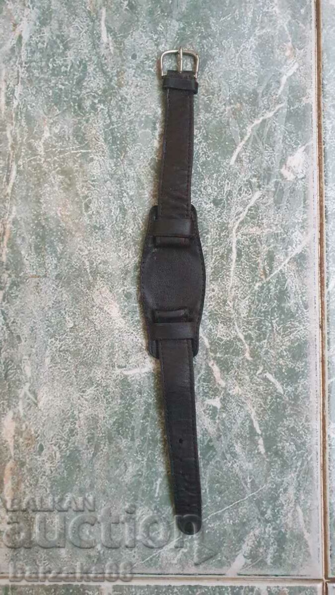 Old leather watch strap with pad