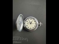 Retro Molnija pocket watch with bird engraving