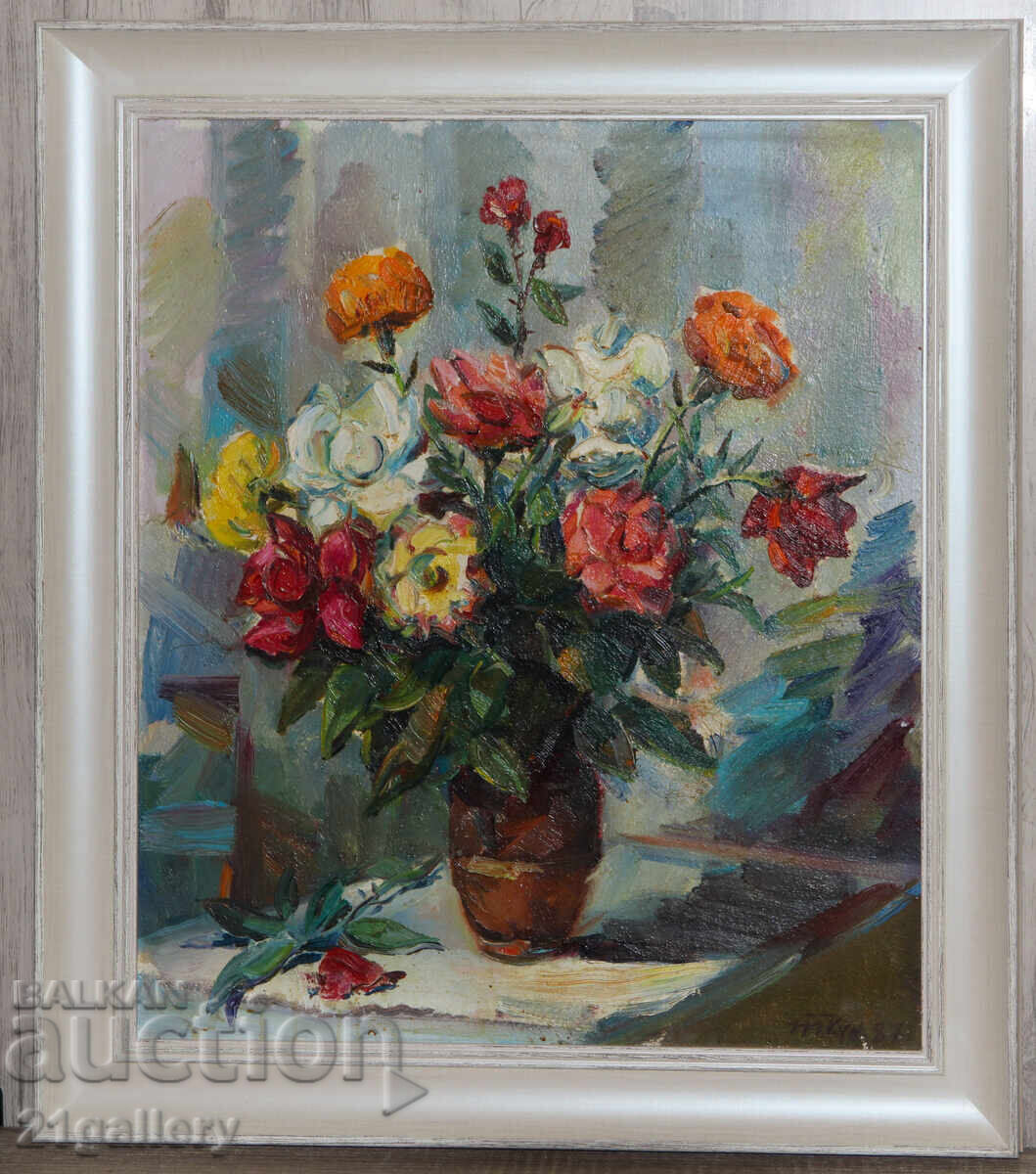 Tancho Kunev - Tankun (1930-2010), oil paints, still life with price 1200.00 BGN | € 613.55