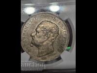 5 лева 1892 г. AU53 NGC