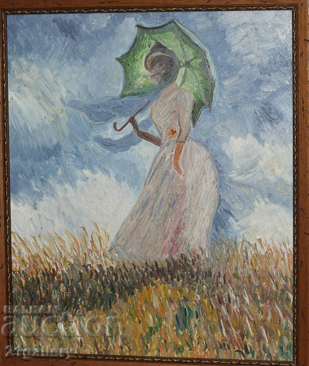 Claude Monet «Γυναίκα με ομπρέλα», αναπαραγωγή, λαδομπογιές με τιμή 450.00 BGN | € 230.08