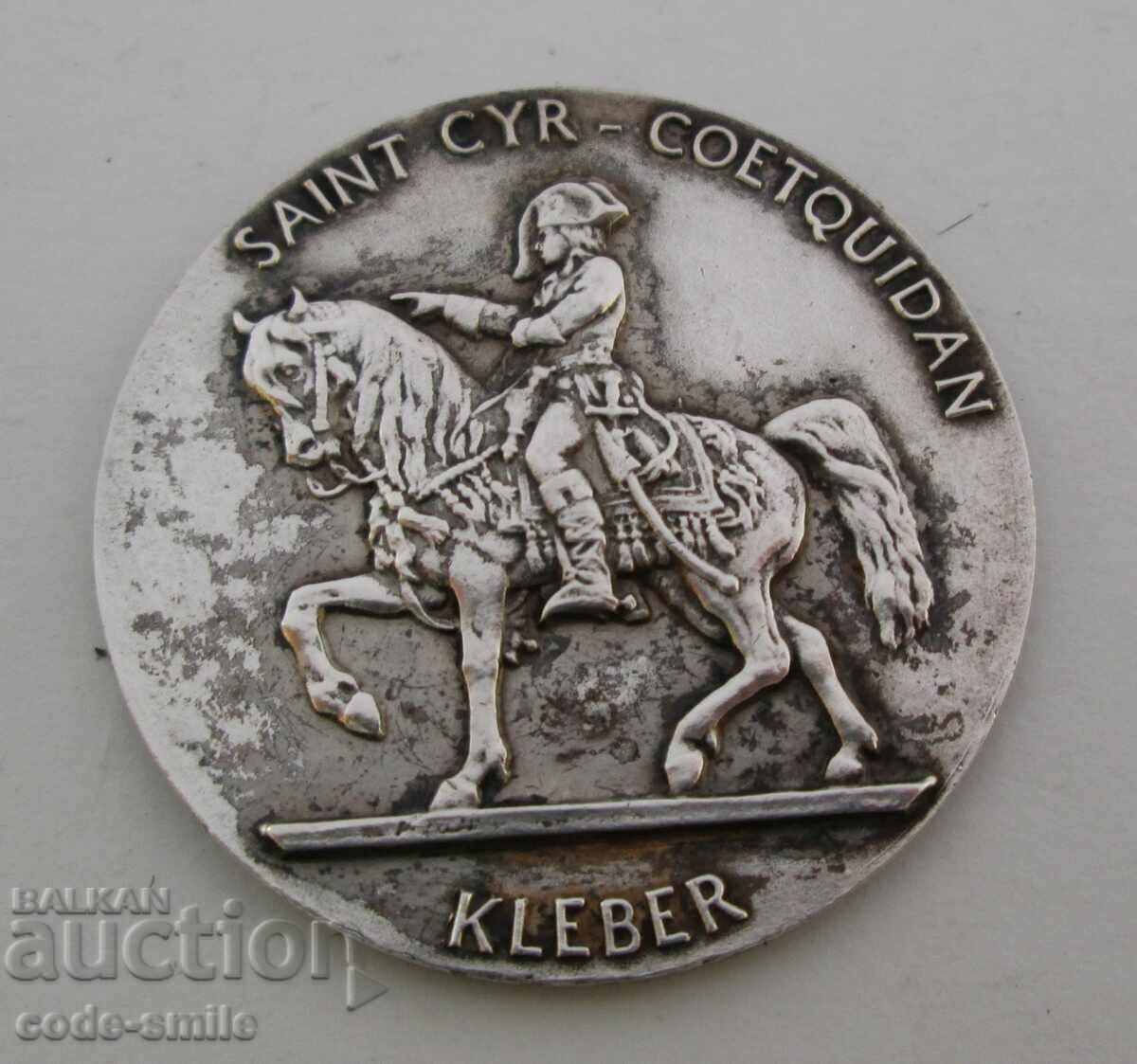 Old French Silver Medal Plaque Military Academy - 5 Old French Silver Medal Plaque Military Academy - 5