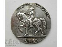 Old French Silver Medal Plaque Military Academy