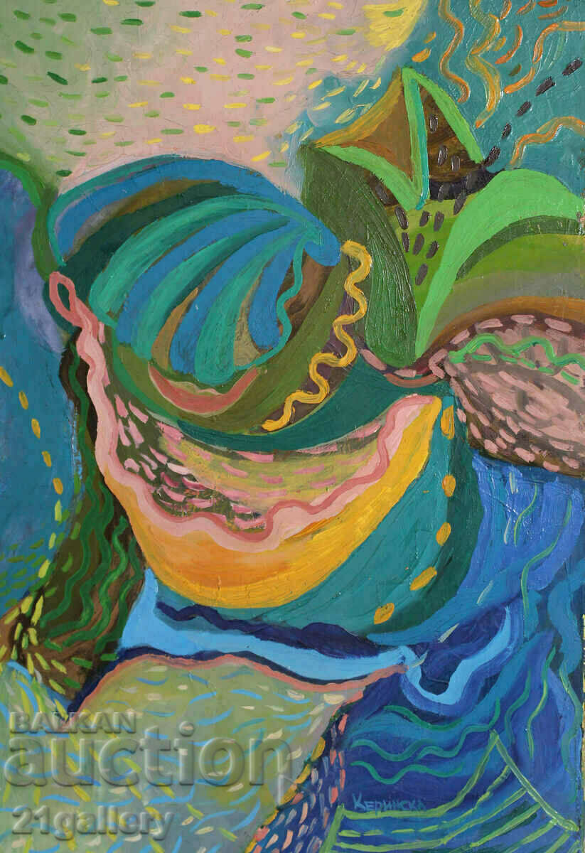Auction Nicoleta Kerinska (1972-) abstract composition oil paints Auction Nicoleta Kerinska (1972-) abstract composition oil paints