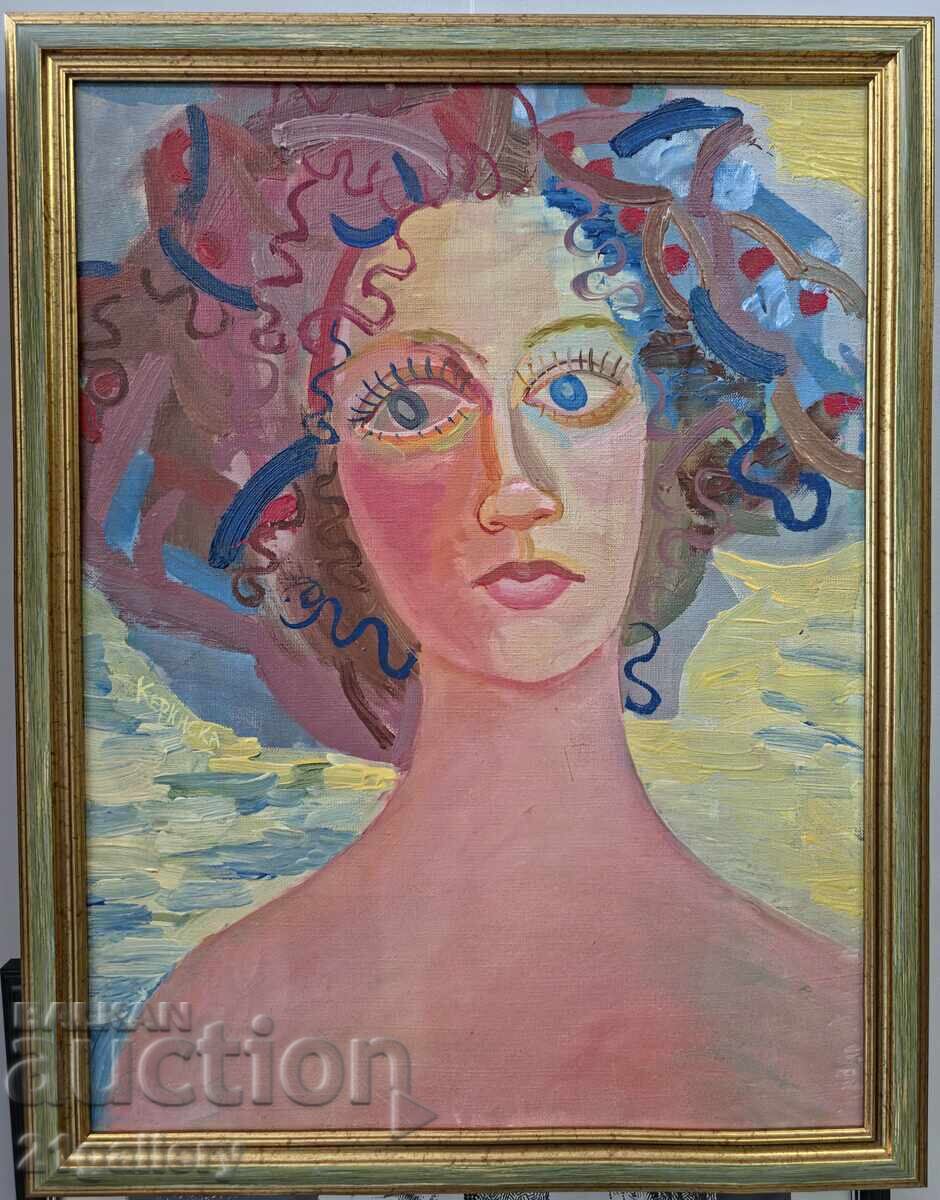 Nicoleta Kerinska (1972-) portrait signed with price 500.00 BGN | € 255.65 Nicoleta Kerinska (1972-) portrait signed with price 500.00 BGN | € 255.65