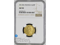 NGC AU50 Γαλλία 20 Φράγκα AN XI Napoleon Premier Consul, Zl