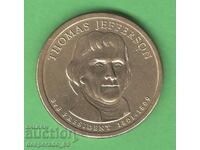 (¯`'•.¸ 1 dollar 2007 USA (3rd President) aUNC ¸.•'´¯)