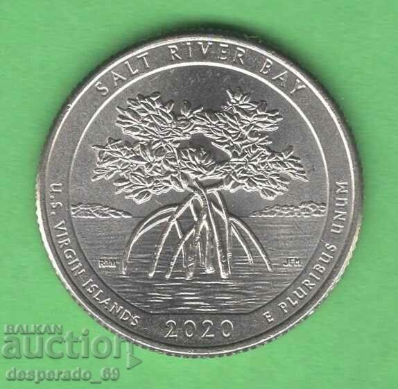 (¯`'•.¸ 25 cents 2020 P USA (Salt River Bay) UNC- ¸.•'´¯)