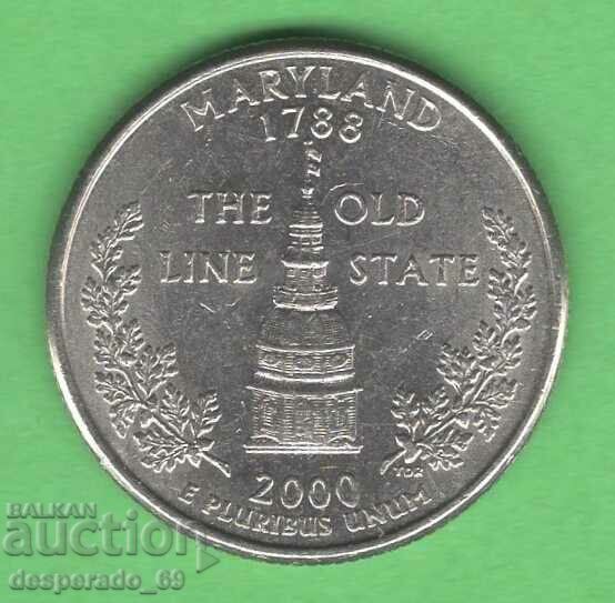 (¯`'•.¸ 25 cents 2000 P USA (Maryland) aUNC ¸.•'´¯)