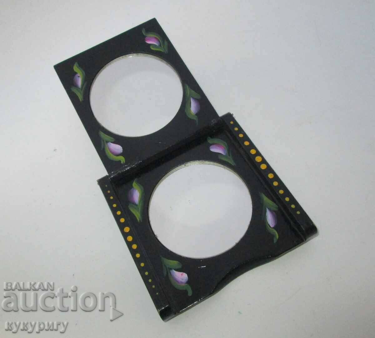 Παράδοση Παλιά ρωσική ΕΣΣΔ Γυναικεία ζωγραφισμένη πτυσσόμενη τσάντα καθρέφτη Παράδοση Παλιά ρωσική ΕΣΣΔ Γυναικεία ζωγραφισμένη πτυσσόμενη τσάντα καθρέφτη