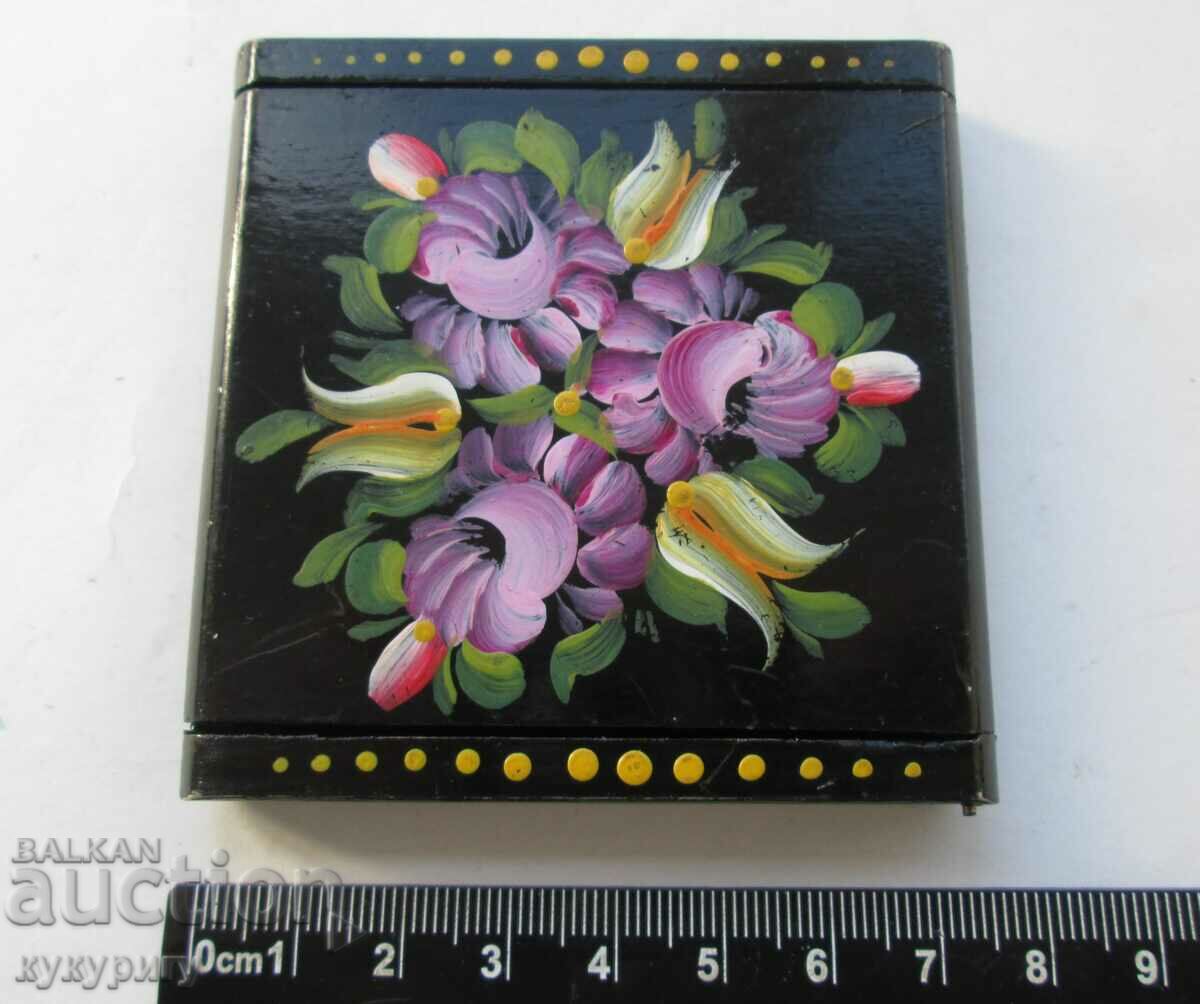 Παλιά ρωσική ΕΣΣΔ Γυναικεία ζωγραφισμένη πτυσσόμενη τσάντα καθρέφτη - 7 Παλιά ρωσική ΕΣΣΔ Γυναικεία ζωγραφισμένη πτυσσόμενη τσάντα καθρέφτη - 7