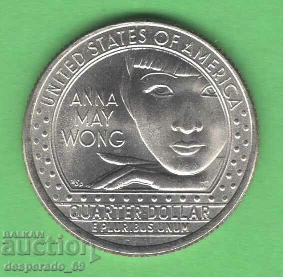 (¯`'•.¸ 25 cents 2022 P USA (Anna May Wong) UNC- ¸.•'´¯)