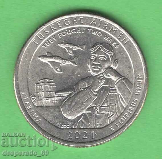 (¯`'•.¸ 25 cents 2021 P USA (Tuskegee Airmen) aUNC •'´¯)