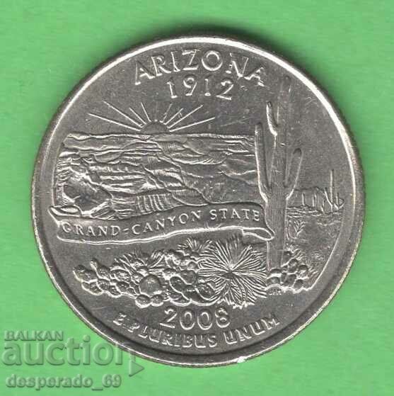 (¯`'•.¸ 25 cents 2008 P USA (Arizona) aUNC ¸.•'´¯)