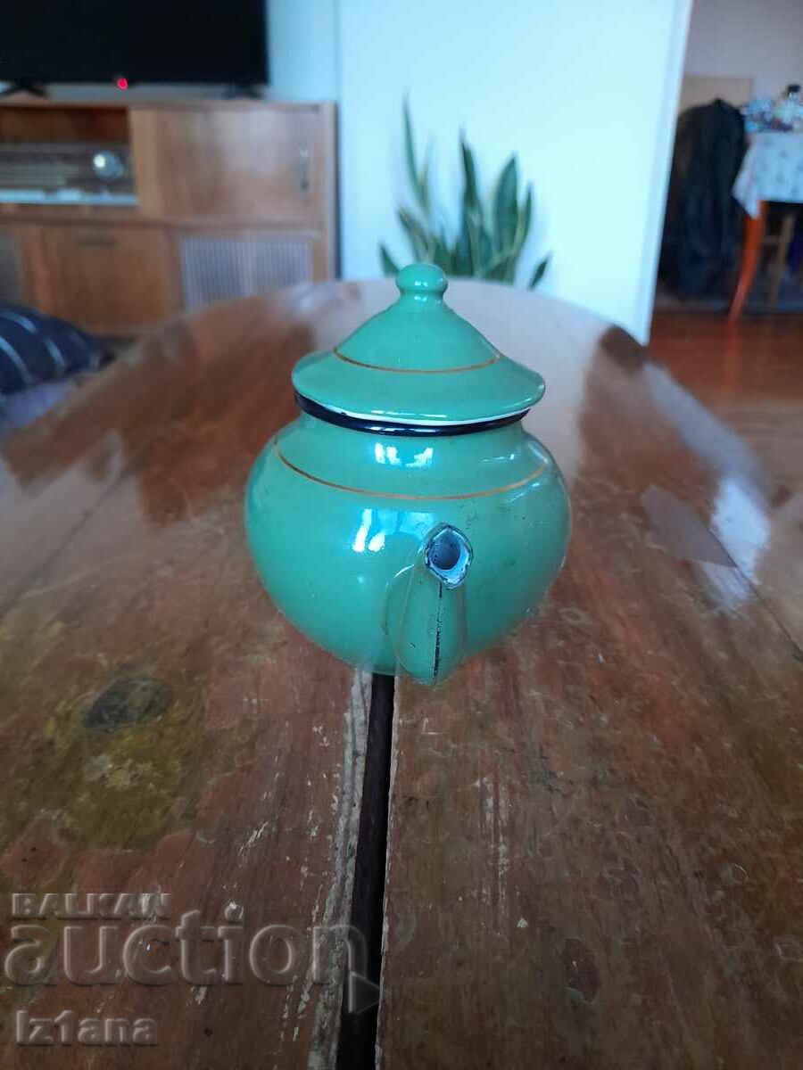 Old enamel teapot with price 27.00 BGN | € 13.80 Old enamel teapot with price 27.00 BGN | € 13.80