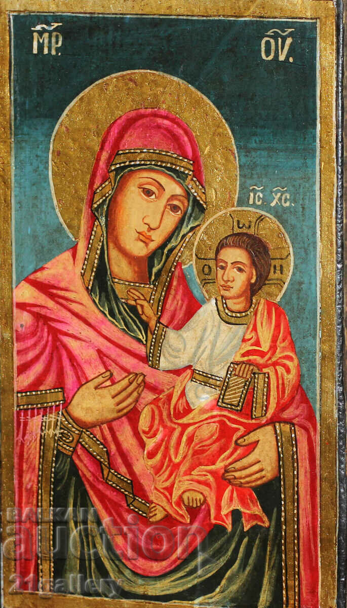 Hand-painted icon of the Holy Mother of God with the Child