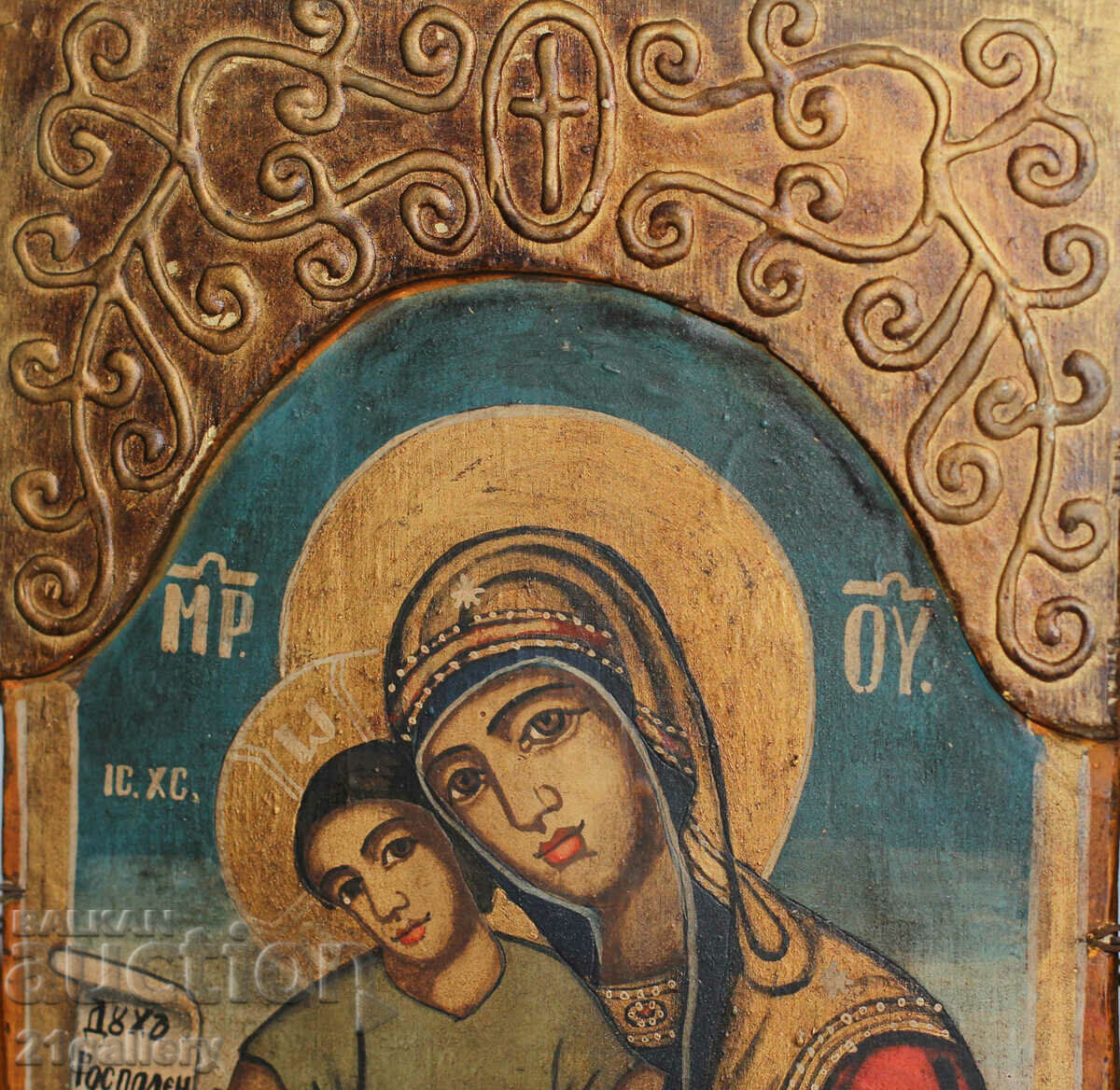 Hand-painted icon triptych Holy Virgin and Child - 5
