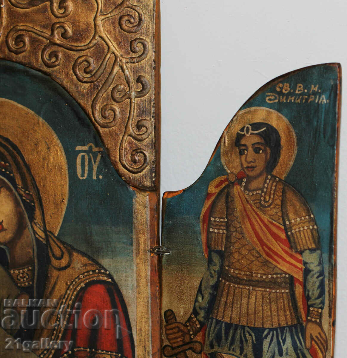 Hand-painted icon triptych Holy Virgin and Child - 6